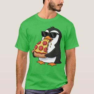Camiseta Pinguim fofo pizza de comida rápida comida italian