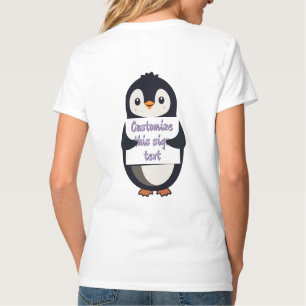 Camiseta Pinguim fofo segurando um sinal para texto persona