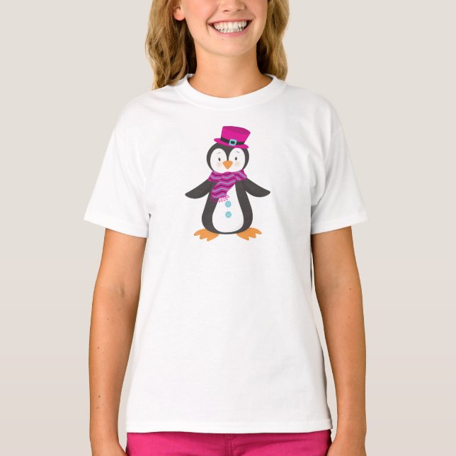 Camiseta Pinguim Gelado, Pinguim Com Chapéu, Pinguim Com Sc (Frente)