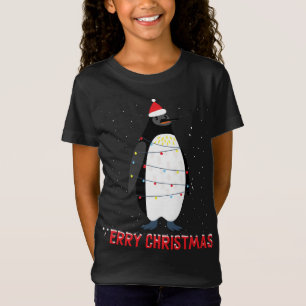 Camiseta Pinguim giro Luzes de árvore de Natal
