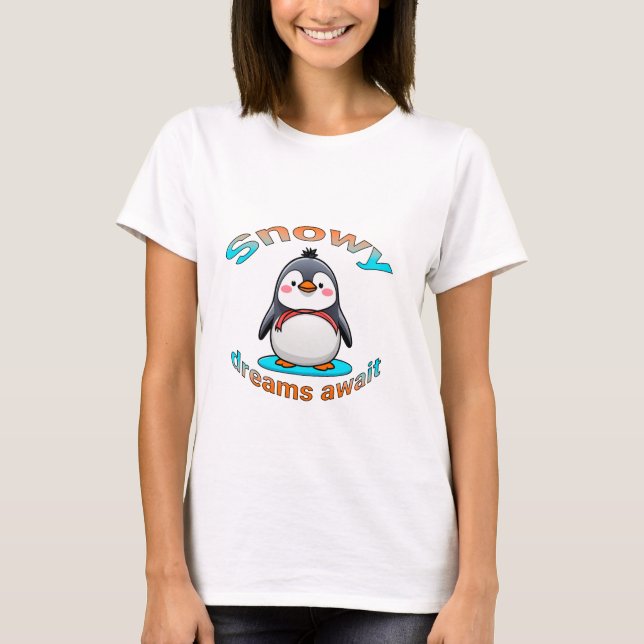 Camiseta pinguim giro para mulheres (Frente)