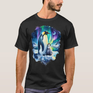 Camiseta Pinguim Imperador E Bebê Na Neve Ártica Com