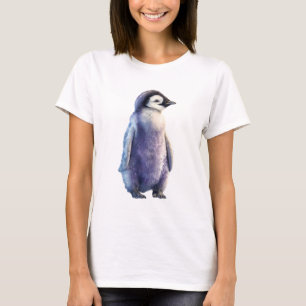 Camiseta Pinguim Imperador Lilás Aquarela Fridas