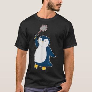 Camiseta Pinguim Jogador de Badminton e Peteca