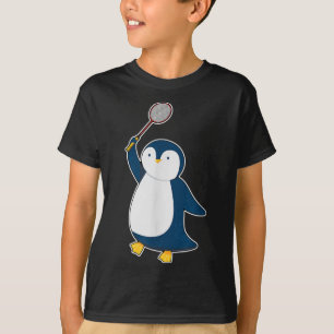 Camiseta Pinguim Jogador de Badminton e Peteca