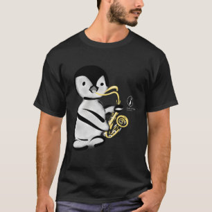 Camiseta Pinguim Jogando Saxofone