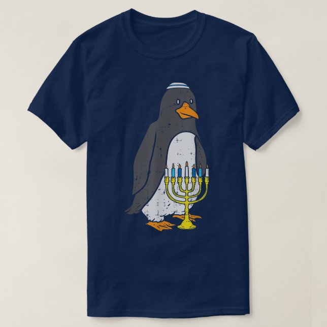 Camiseta Pinguim Judeu Menorah Animal Hanukkah Pajamas Cha (Frente do Design)