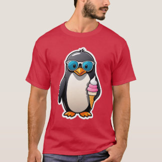 Camiseta Pinguim Legal com Casquinha de Sorvete e Óculos de