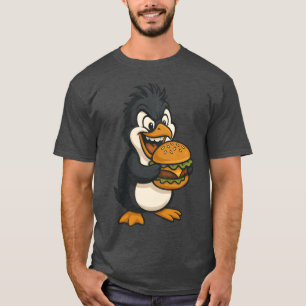 Camiseta Pinguim legal com cheeseburger de hambúrguer fast 