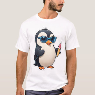 Camiseta Pinguim Legal com Sorvete Desenho Animado Fofo de