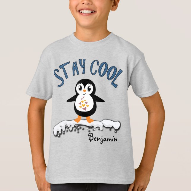 Camiseta Pinguim legal da estada nos meninos bonitos do (Frente)
