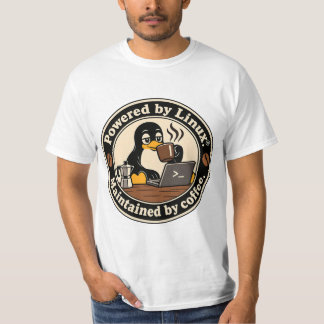 Camiseta Pinguim Linux Tux e café