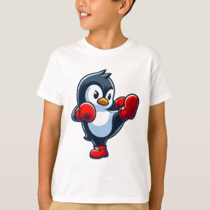 Camiseta Pinguim Lutador de Boxe de Desenho Animado Legal