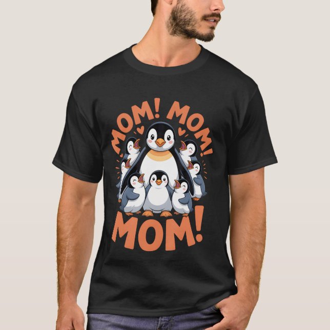 Camiseta Pinguim Mamãe Com Muitos Filhotes (Frente)