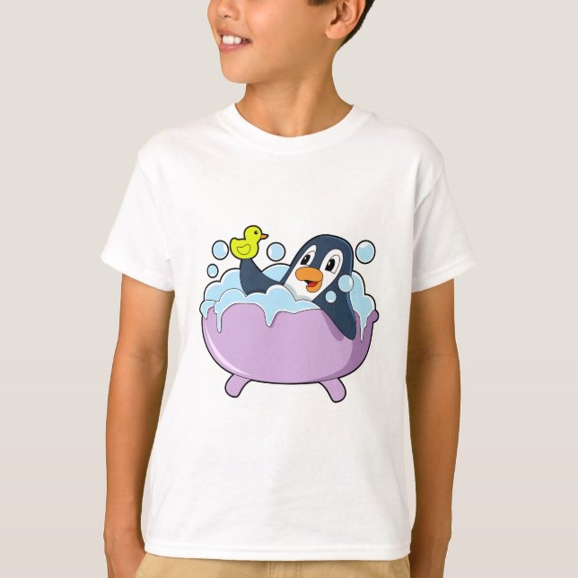 Camiseta Pinguim na Banheira com Pato (Frente)