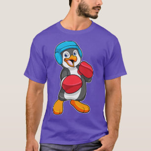 Camiseta Pinguim na Boxe com Luvas de Boxe Capacete
