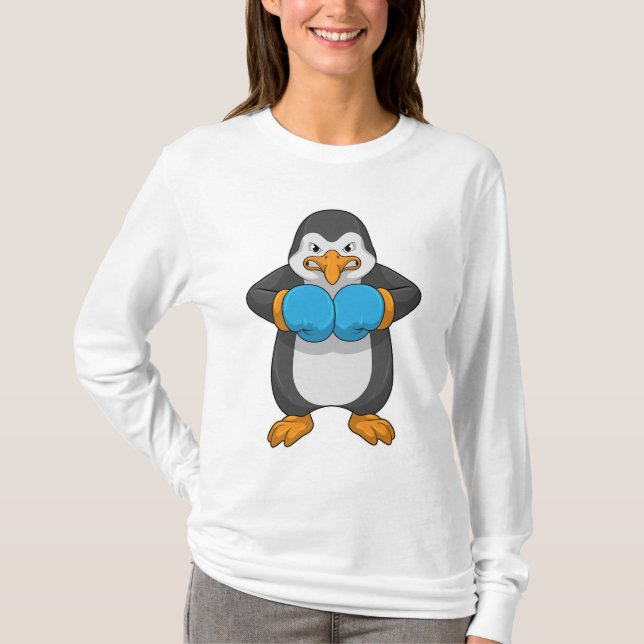Camiseta Pinguim na caixa com luvas in a box (Frente)