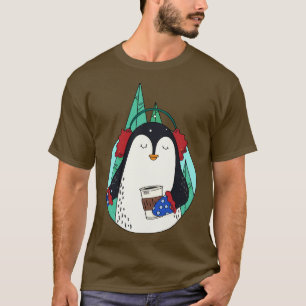 Camiseta Pinguim-Natal Bonito Ilustração Animal Festivo