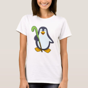 Camiseta Pinguim no Hockey com taco de Hóquei