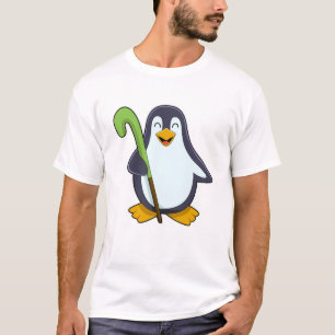 Camiseta Pinguim no Hockey com taco de Hóquei