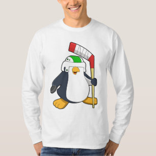 Camiseta Pinguim no hóquei no gelo com bastão de hóquei no 