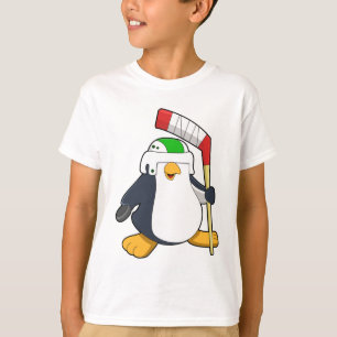 Camiseta Pinguim no hóquei no gelo com bastão de hóquei no 