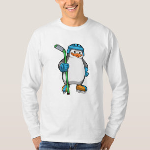 Camiseta Pinguim no hóquei no gelo com bastão de hóquei no 