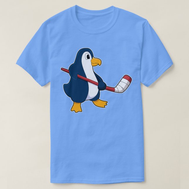 Camiseta Pinguim no hóquei no gelo com vara de hóquei no ge (Frente do Design)