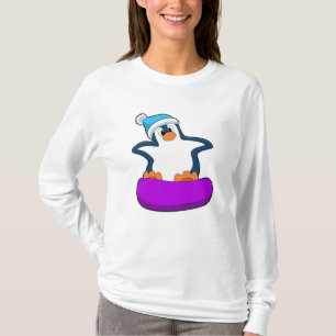 Camiseta Pinguim no Snowboard com Snowboard