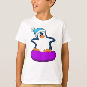 Camiseta Pinguim no Snowboard com Snowboard