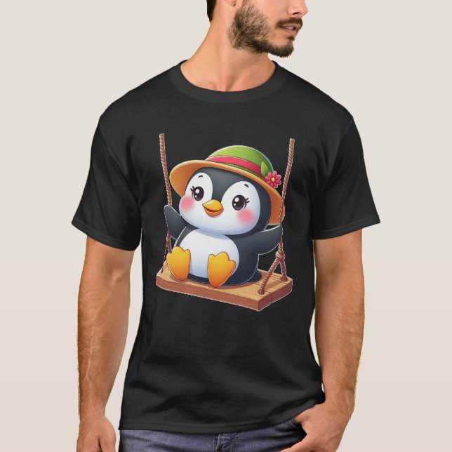 Camiseta Pinguim no Swing Playground Balançando Divertiment (Frente)