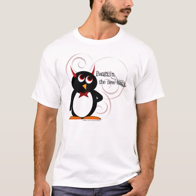 Camiseta Pinguim, o t-shirt preto novo (Frente)