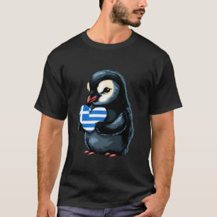 Camiseta Pinguim Orgulho Grego Coração Raízes Gregas Helêni