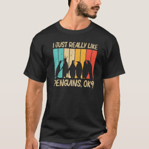 Camiseta Pinguim Para Homens Pinguins Pinguins Pássaros Ret