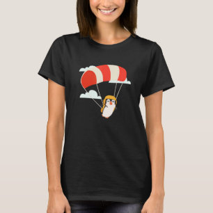 Camiseta Pinguim Paraquedismo Animal Ave Fofo Esportes Cort