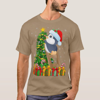 Camiseta Pinguim Pássaro Lover Xmas Luzes Pinguim Natal T