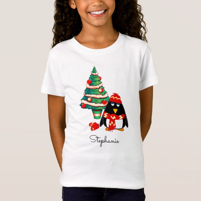 Camiseta Pinguim Pequeno e Bonito | Nome personalizado Nata (Frente)