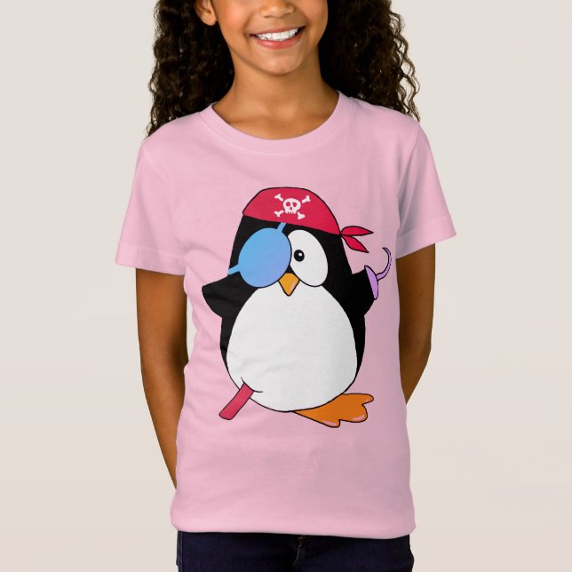 Camiseta Pinguim-Pinguim-Pinguim-Rosa-Gráfico (Frente)