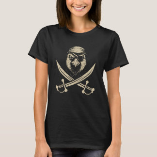 Camiseta Pinguim Pirata Antigo e Ossos Cruzados