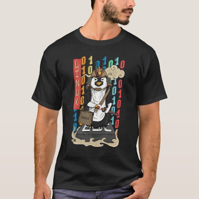Camiseta Pinguim Samurai  Um Pinguim Linux (Frente)