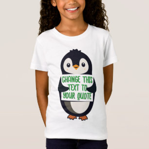 Camiseta Pinguim segurando um sinal com mensagem personaliz