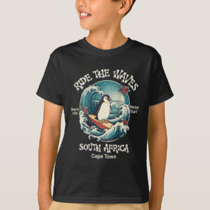 Camiseta Pinguim Surfando Ondas África do Sul Cape Cod Surf