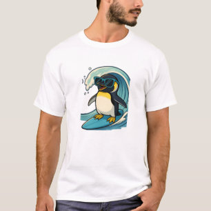 Camiseta Pinguim Surfista Legal com Óculos de Sol