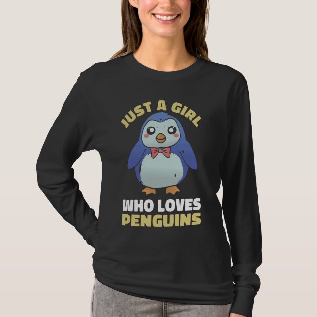 Camiseta Pinguim Uma Menina Que Ama Pinguins (Frente)