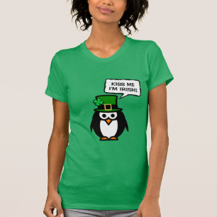 Camiseta Pinguim verde do Dia do Padrinho para mulheres