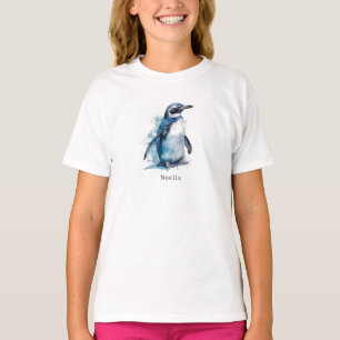 Camiseta Pinguim Watercolor Ártico Azure, personalizado
