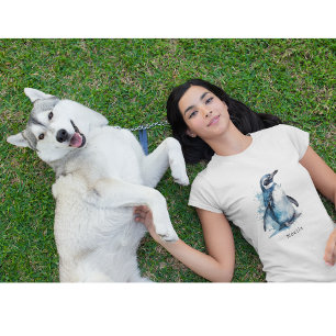 Camiseta Pinguim Watercolor Ártico Azure, personalizado