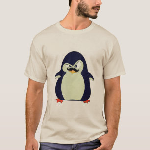 Camiseta Pinguim Zangado Azul Mint Laranja Fofo Engraçado