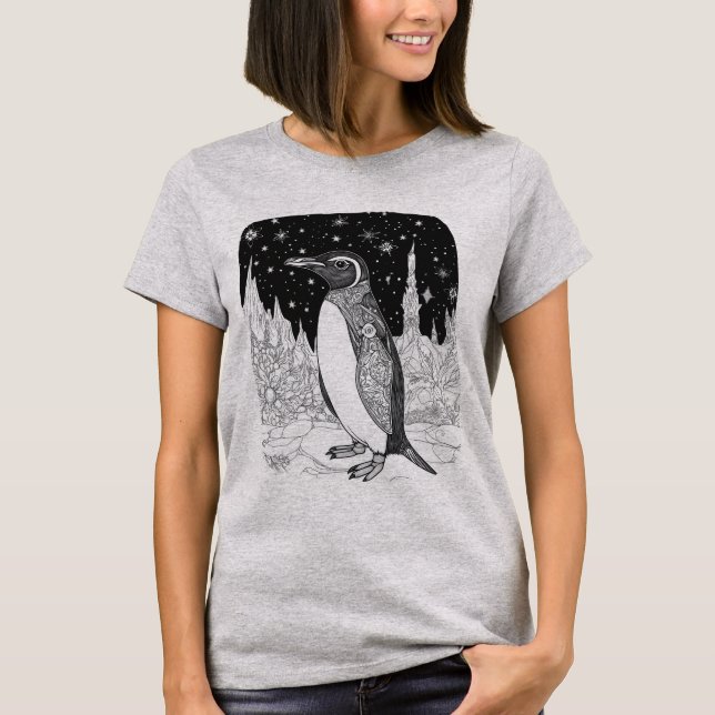 Camiseta Pinguin bei Nacht unter magischem Sternenhimmel (Frente)