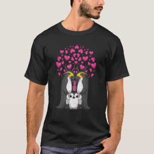Camiseta Pinguin Family Cute Bird Zoo Corações Animal Amor
